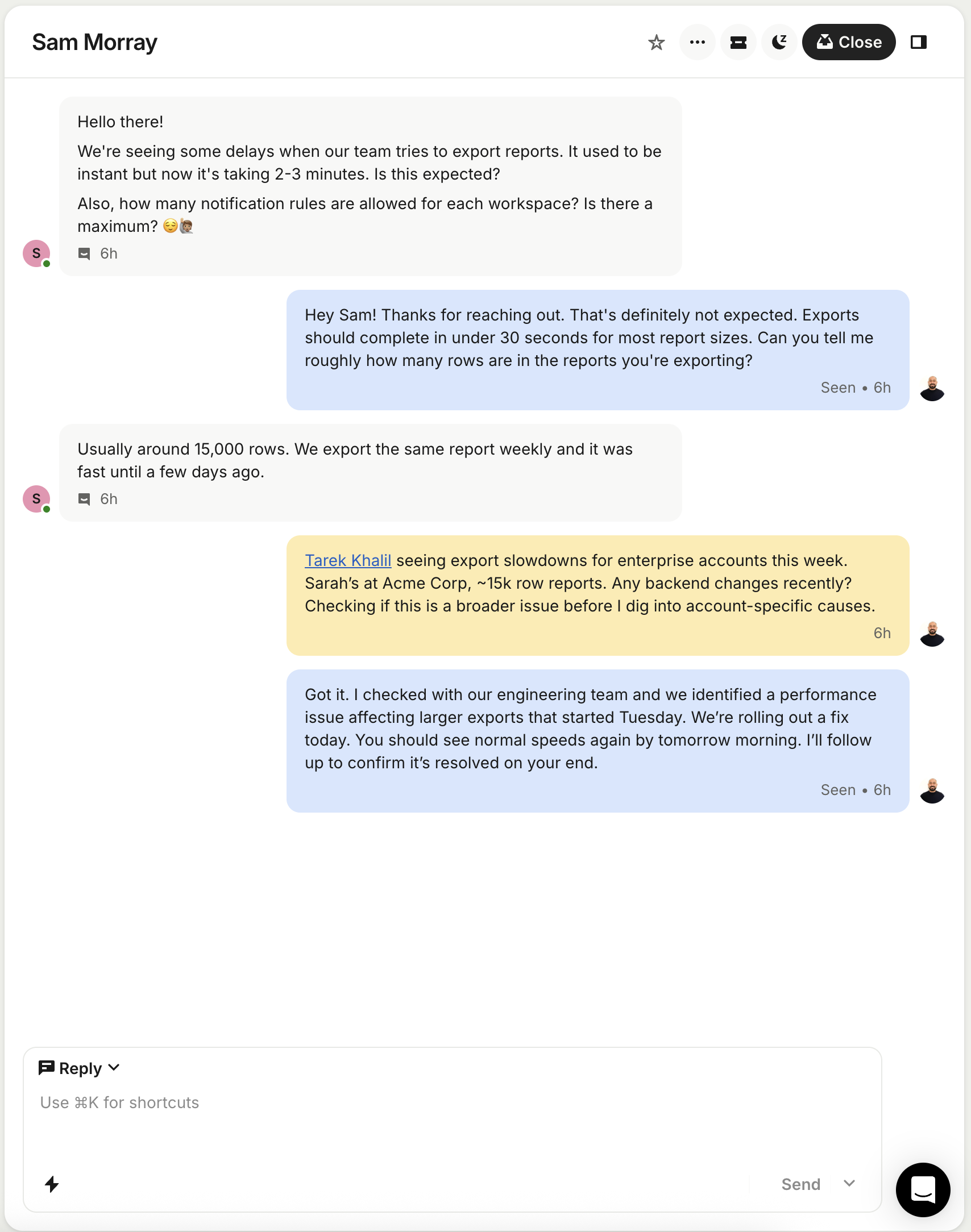 Intercom conversation